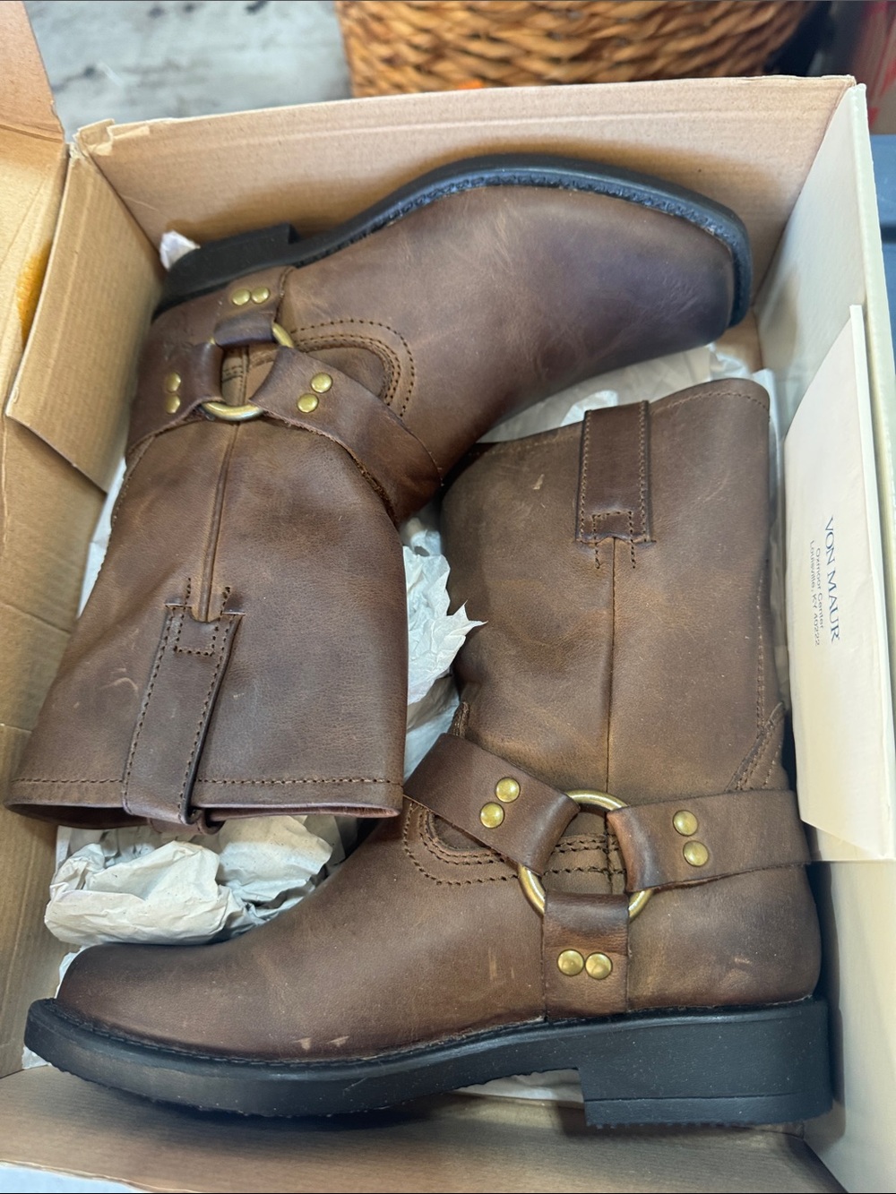 Frye Brown Harness Leather Cowboy Boots